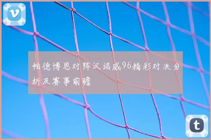 帕德博恩对阵汉诺威96精彩对决分析及赛事前瞻